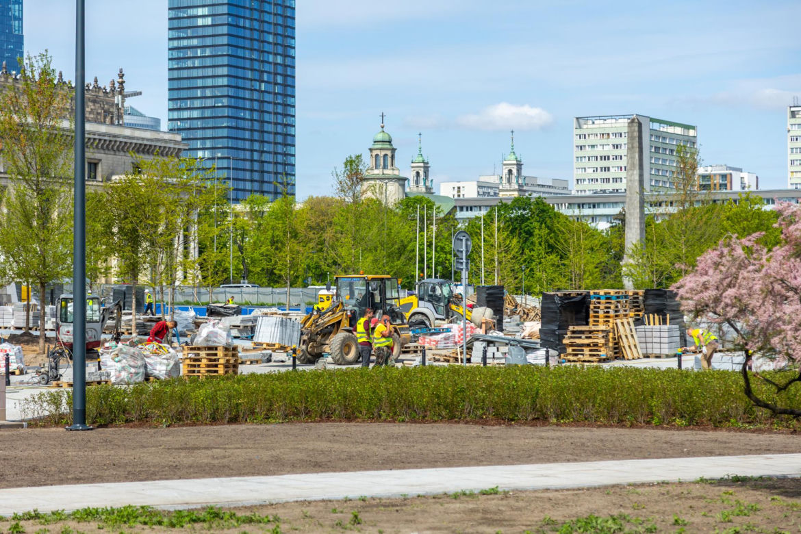 Plac Centralny w Warszawie pod koniec budowy