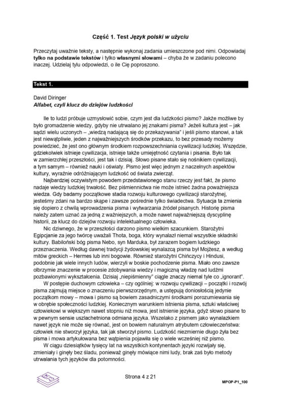 Matura próbna 2023 język polski - arkusz CKE