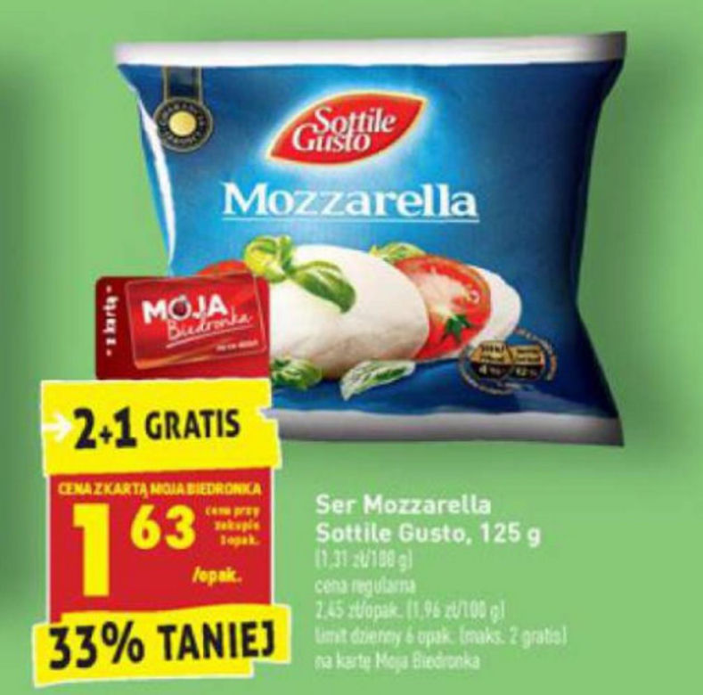 mozzarella 2+1 gratis