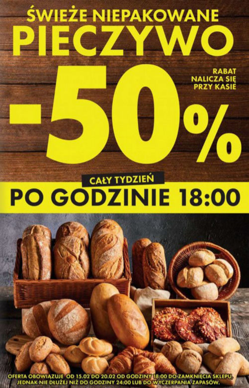 pieczywo 50 proc. taniej