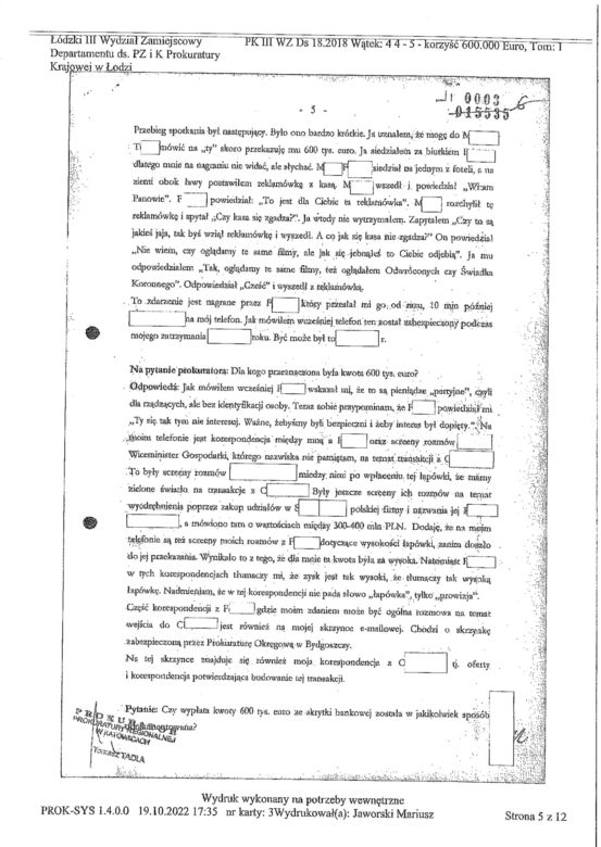 Afera taśmowa - skan protokołu
