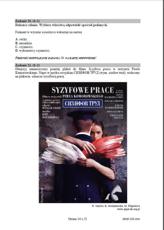 Egzamin ósmoklasisty 2019 - Arkusze Język Polski