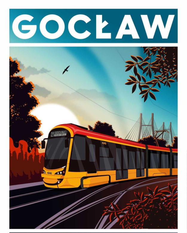 Tramwaj na Gocław w Warszawie – grafika