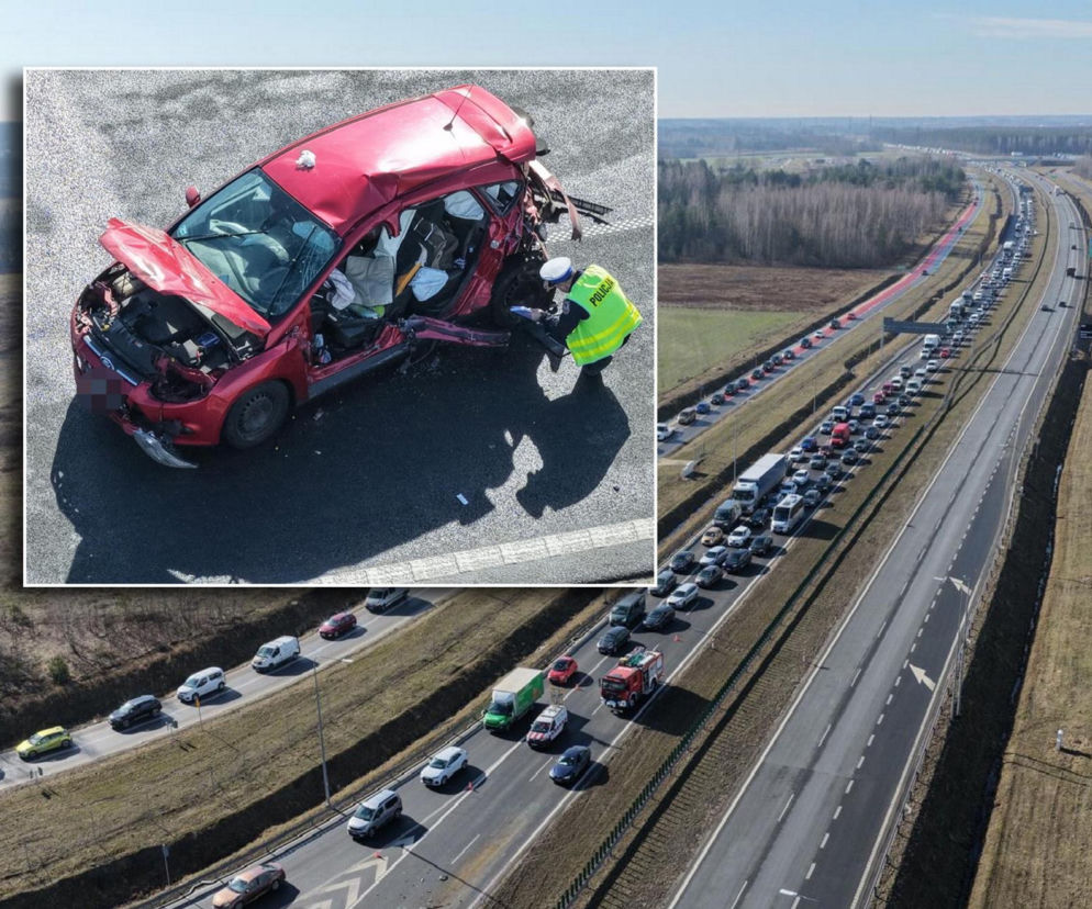 Groźny wypadek na S7. Sześć aut rozbitych, śmigłowiec LPR w akcji