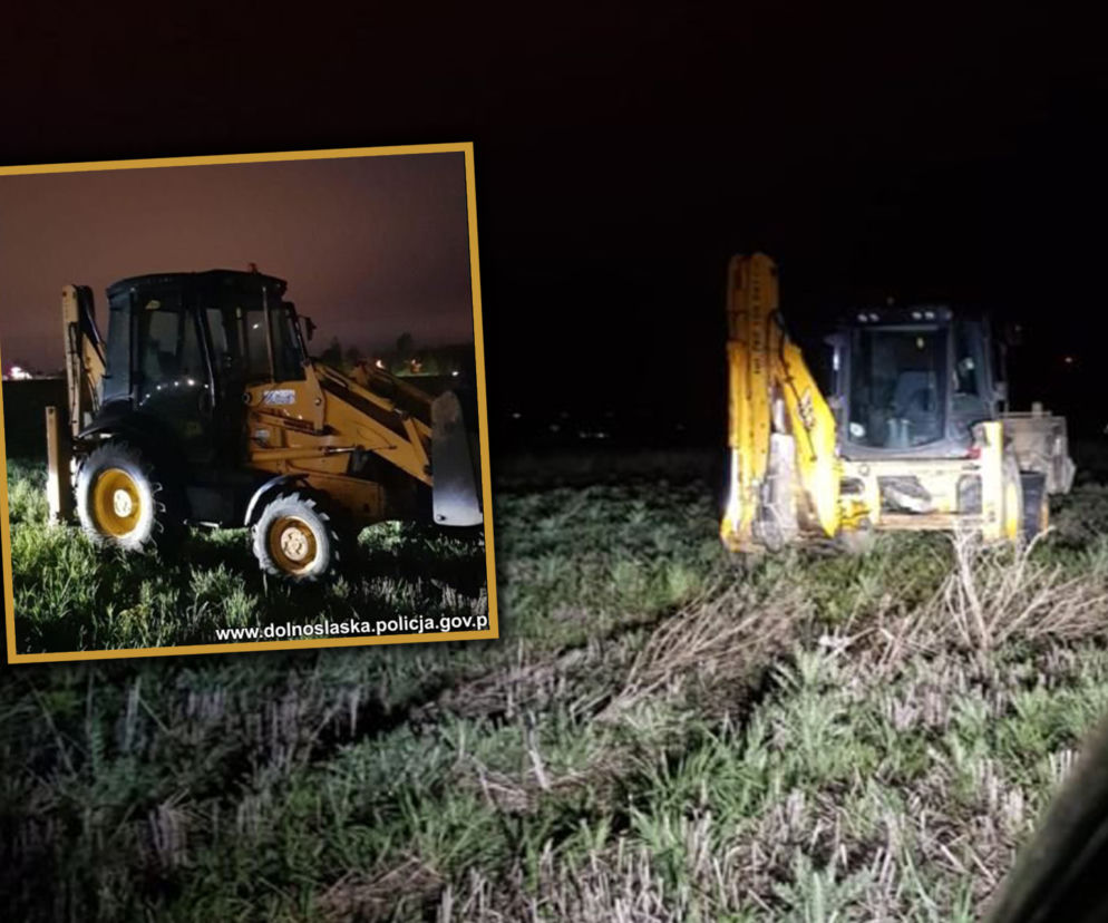 Skradzioną koparkę odnaleźli w środku pola