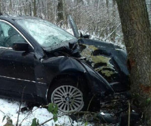 Pijany kierowca BMW uderzył w drzewo