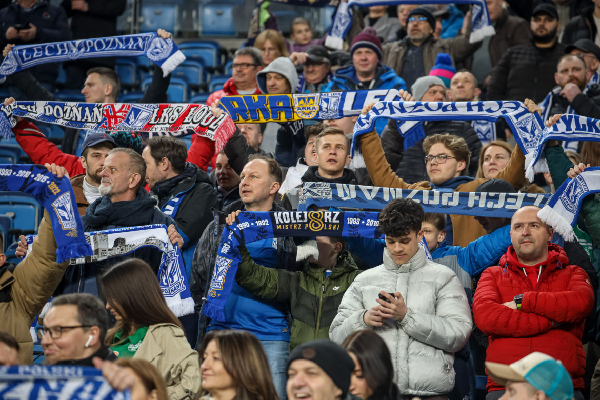 Kibice na meczu Lech Poznań - Warta Poznań