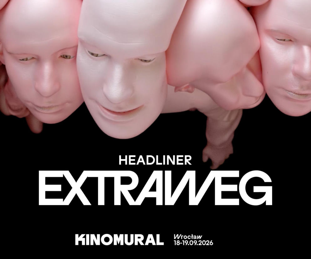 Surrealistyczna grafika Extraweg z ludzkimi twarzami. O festiwalu Kinomural we Wrocławiu przeczytasz w serwisie Architektura.