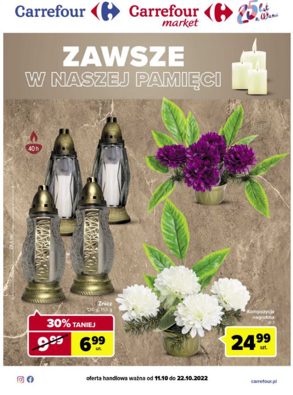 Cena kompozycji nagrobnej w Carrefour 2022