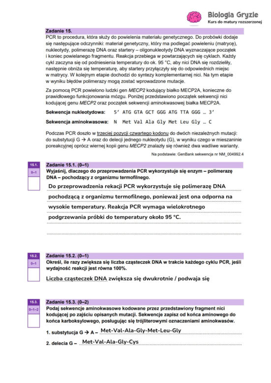 Odpowiedzi próbnej matury biologia rozszerzona 2024