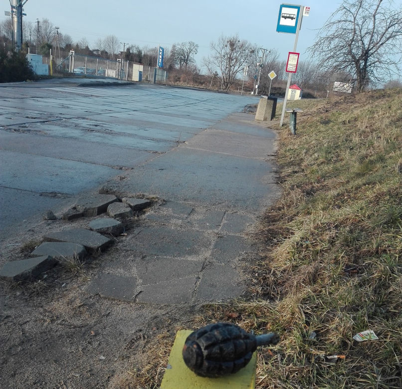 Granat na przystanku w Gdańsku