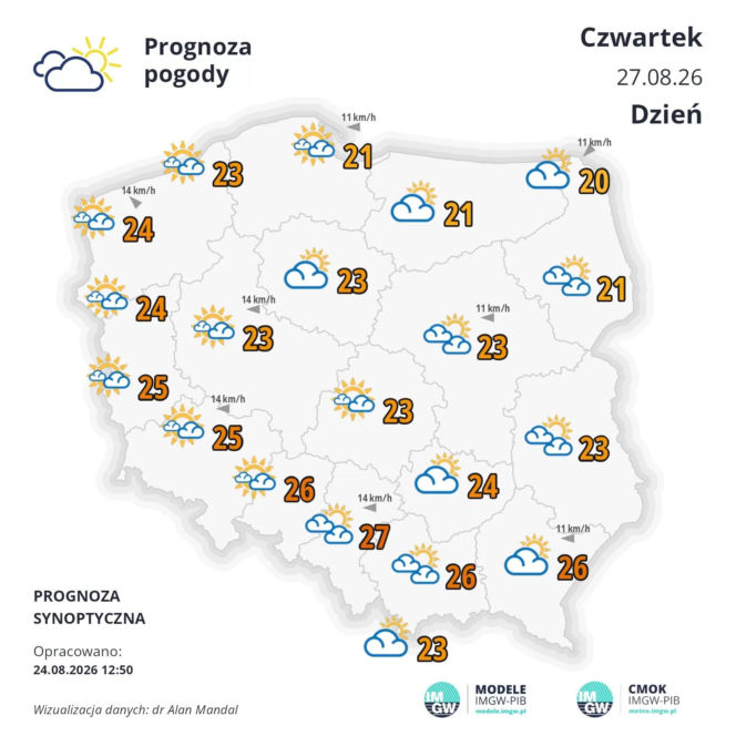 Pogoda na czwartek, 27 sierpnia