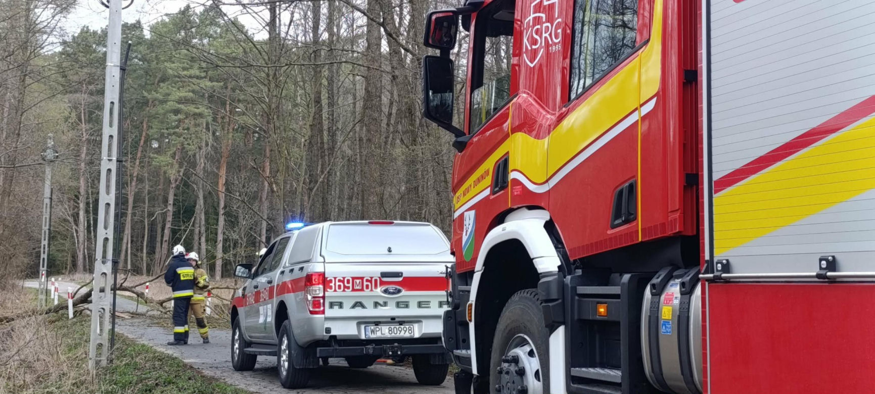 Interwencje Strażaków przy likwidacji szkód spowodowanych przez gwałtowny wiatr i burze