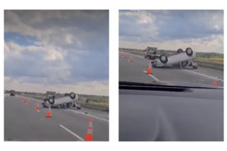 Wypadek na autostradzie A4. Samochód dachował na wysokości Mrowli