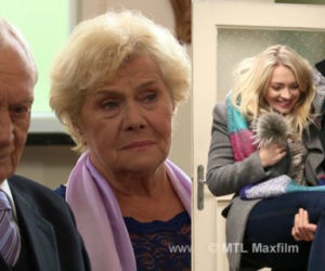 M jak miłość. Joasia (Barbara Kurdej-Szatan), Tomek (Andrzej Młynarczyk), Lucjan (Witold Pyrkosz), Barbara (Teresa Lipowska)