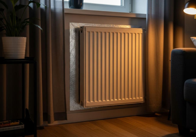 Folia aluminiowa za kaloryferem