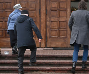 Lech Wałęsa na niedzielnej mszy