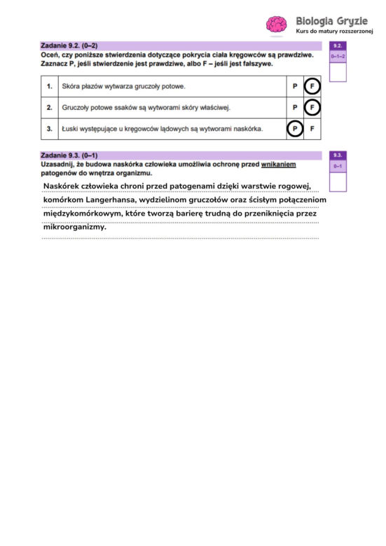 Odpowiedzi matura próbna z biologii rozszerzonej 2024 