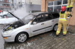 Pożar auta w Lesznie