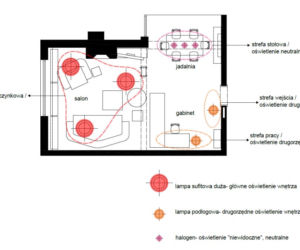 Projekt oświetlenia: salon, jadalnia, gabinet