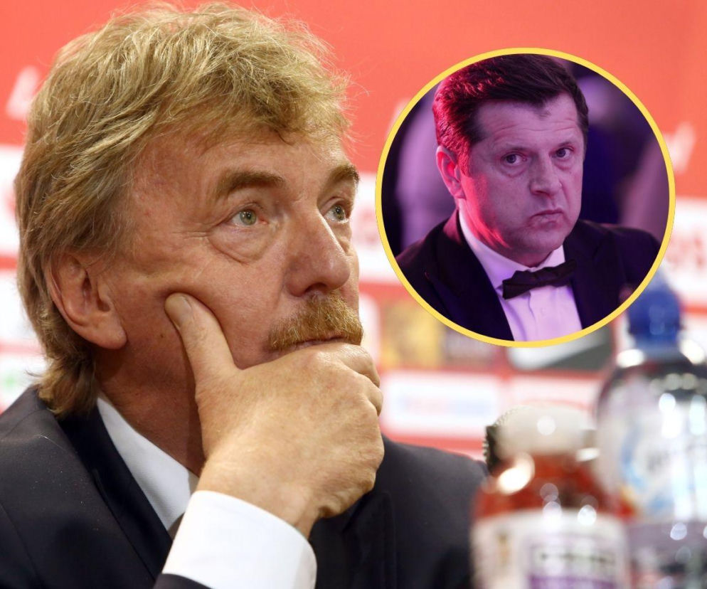 Zbigniew Boniek opierający twarz na dłoni. Na miniaturze Cezary Kucharski. O ich sporze czytaj na SE Supersport.