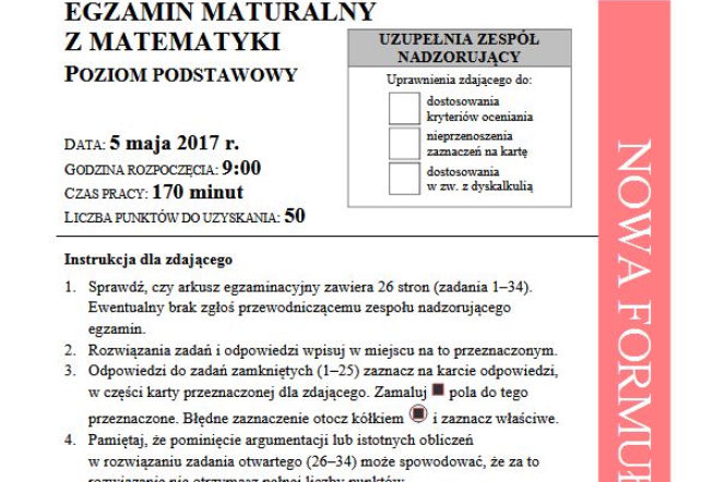 Matura 2017 matematyka podstawowa. [ARKUSZE, ZADANIA, PRZECIEKI] Relacja na żywo