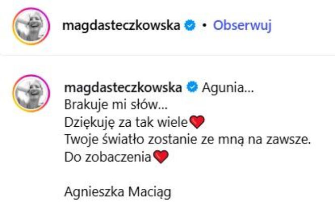 Gwiazdy żegnają Agnieszkę Maciąg