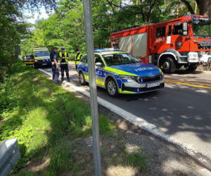 Wypadek radiowozu i ciężarówki