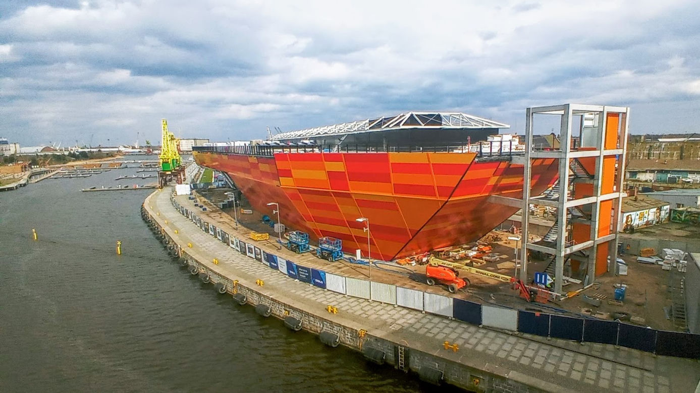 Budowa Morskiego Centrum Nauki w Szczecinie - kwiecień 2021
