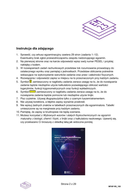 Matura 2025: fizyka 20.05.2025. Arkusze CKE, poziom rozszerzony [Formuła 2023]