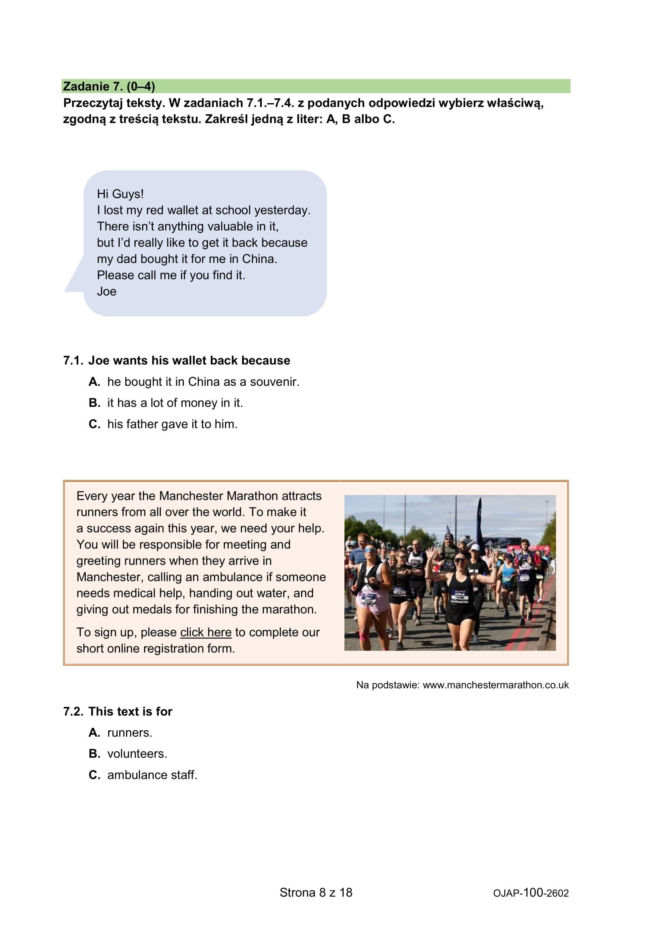 Próbny egzamin ósmoklasisty 2026 CKE: język angielski. Arkusze CKE z angielskiego [14.01.2026]