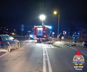 Pijany kierowca Audi staranował Opla w Zelgnie. Trzy osoby zabrali ratownicy