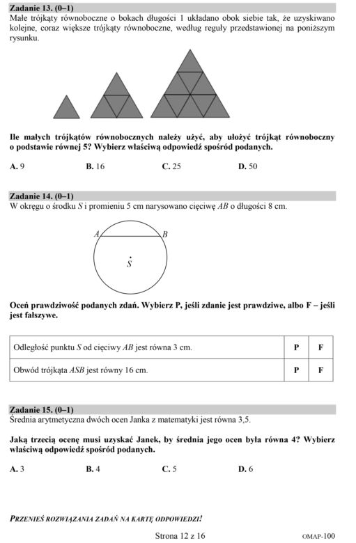 Egzamin ósmoklasisty 2020 matematyka