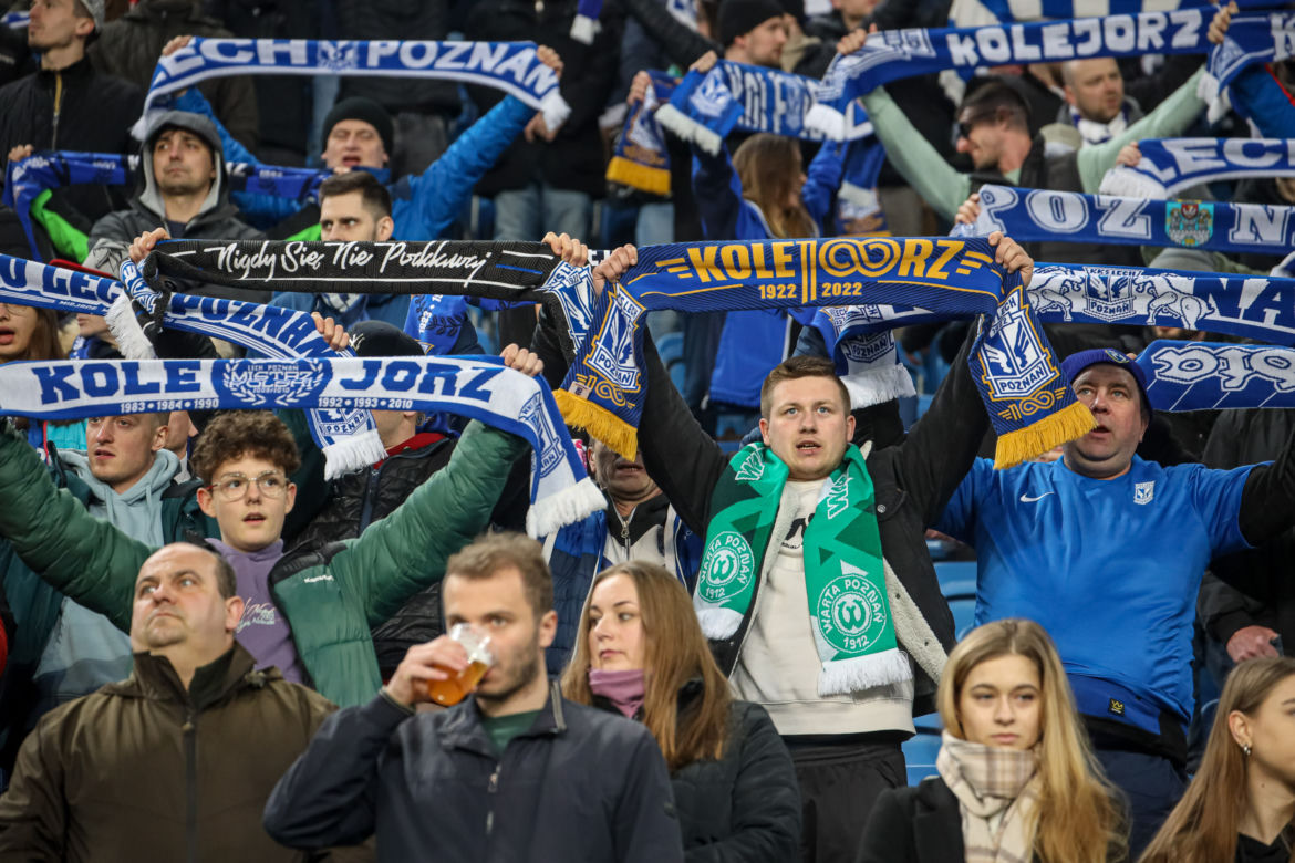 Kibice na meczu Lech Poznań - Warta Poznań