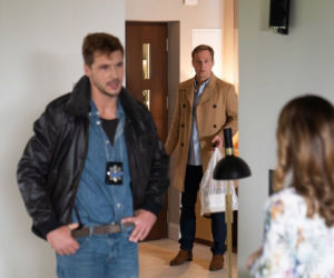 Na dobre i na złe, odcinek 816: Hania Sikorka (Marta Żmuda Trzebiatowska), Piotr Korban (Mikołaj Roznerski), Michał (Mateusz Janicki)