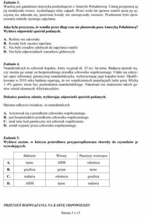 Próbny EGZAMIN GIMNAZJALNY grudzień 2011 - PRZEDMIOTY PRZYRODNICZE: Biologia, chemia, fizyka, geografia: jakie były PYTANIA, ARKUSZE, ODPOWIEDZI, PRZECIEKI
