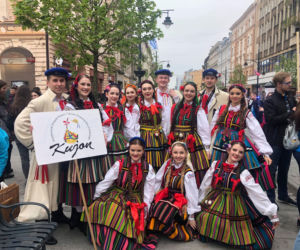 Pochód studentów ulicą Piotrkowską