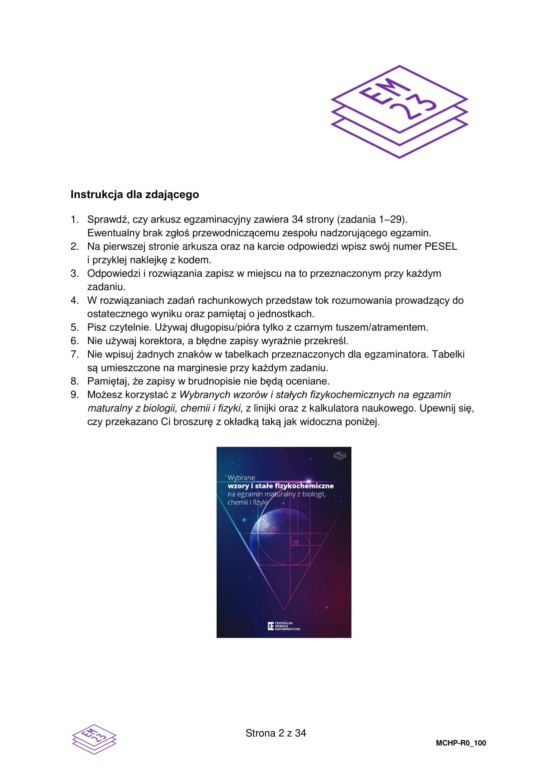 Matura 2025 chemia rozszerzona - arkusz CKE 16.05.2025 - Formuła 2023