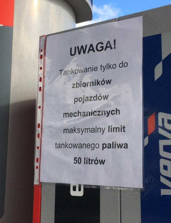 Zatankujesz tylko 50 litrów