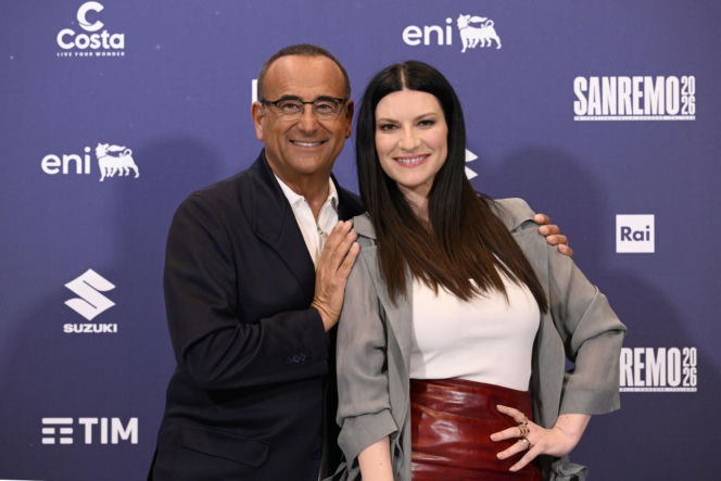 Laura Pausini i Carlo Conti - prowadzący
