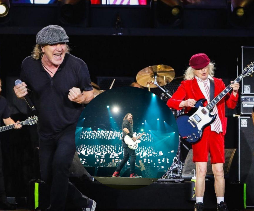 Muzycy zespołu AC/DC na scenie. Na miniaturze Dave Grohl z Foo Fighters. O wspólnym koncercie przeczytasz na EskaRock.