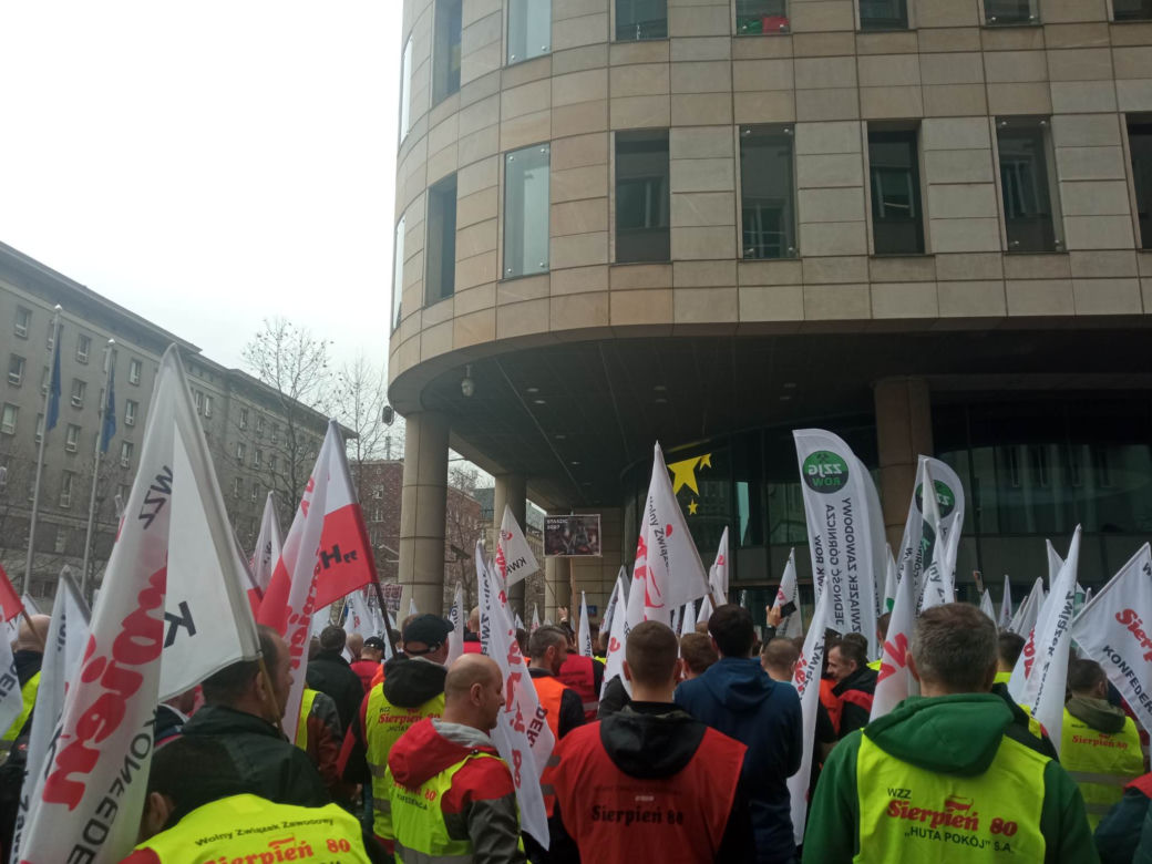 Protest górników w Warszawie