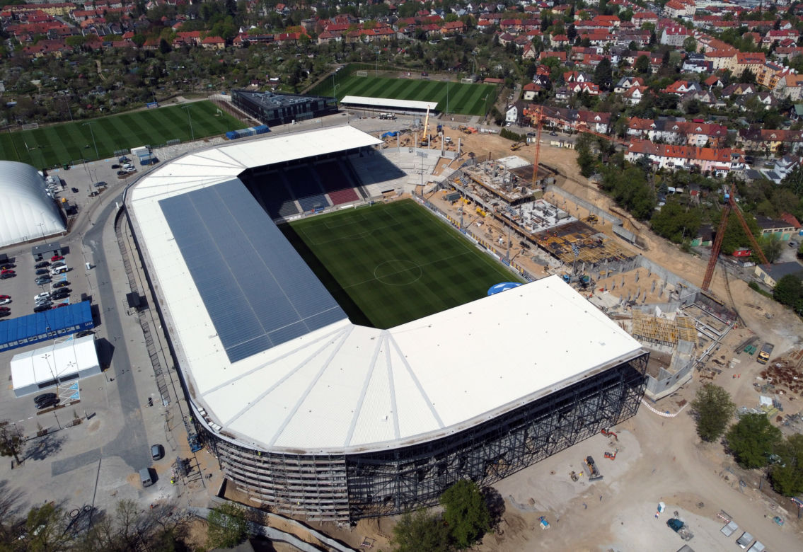Trwa budowa Stadionu Miejskiego im. Floriana Krygiera w Szczecinie 