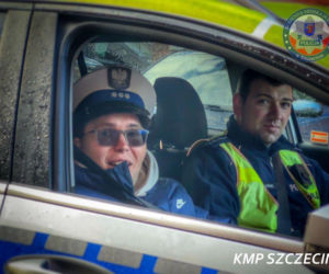 Kuba Znojek odwiedził szczecińskich policjantów