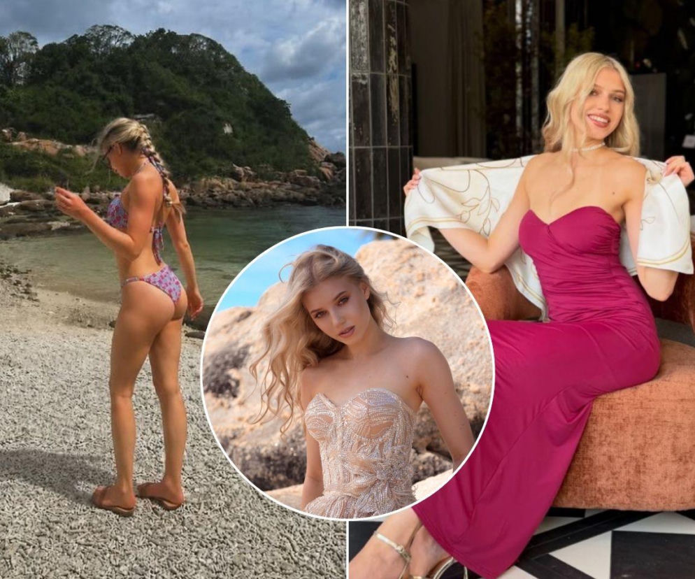 Kolaż zdjęć Bianki Radzanowskiej. Na miniaturze w środku w surowej sukni. O finalistce Miss Polski 2026 przeczytasz w Eska.