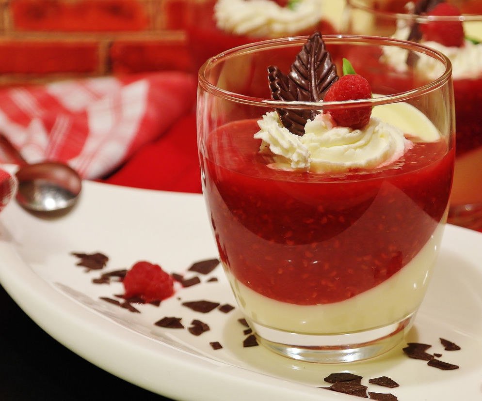 Panna cotta z kisielem malinowym