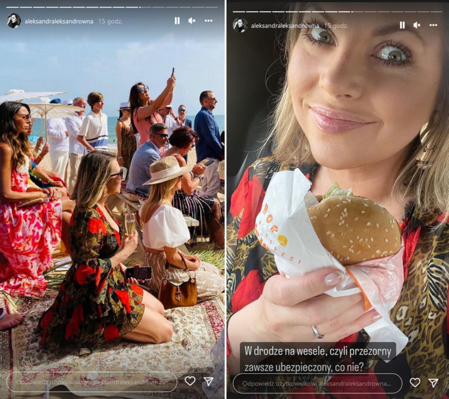 Aleksandra Kwaśniewska baluje na plaży