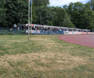Kibice Kolejorza na meczu z Polonią Leszno