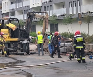Pożar w centrum Wrocławia. Koparka uszkodziła gazociąg