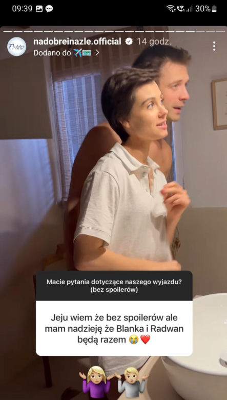 Na dobre i na złe na planie. Mario Milewski (Marcin Korcz), Blanka (Pola Gonciarz)